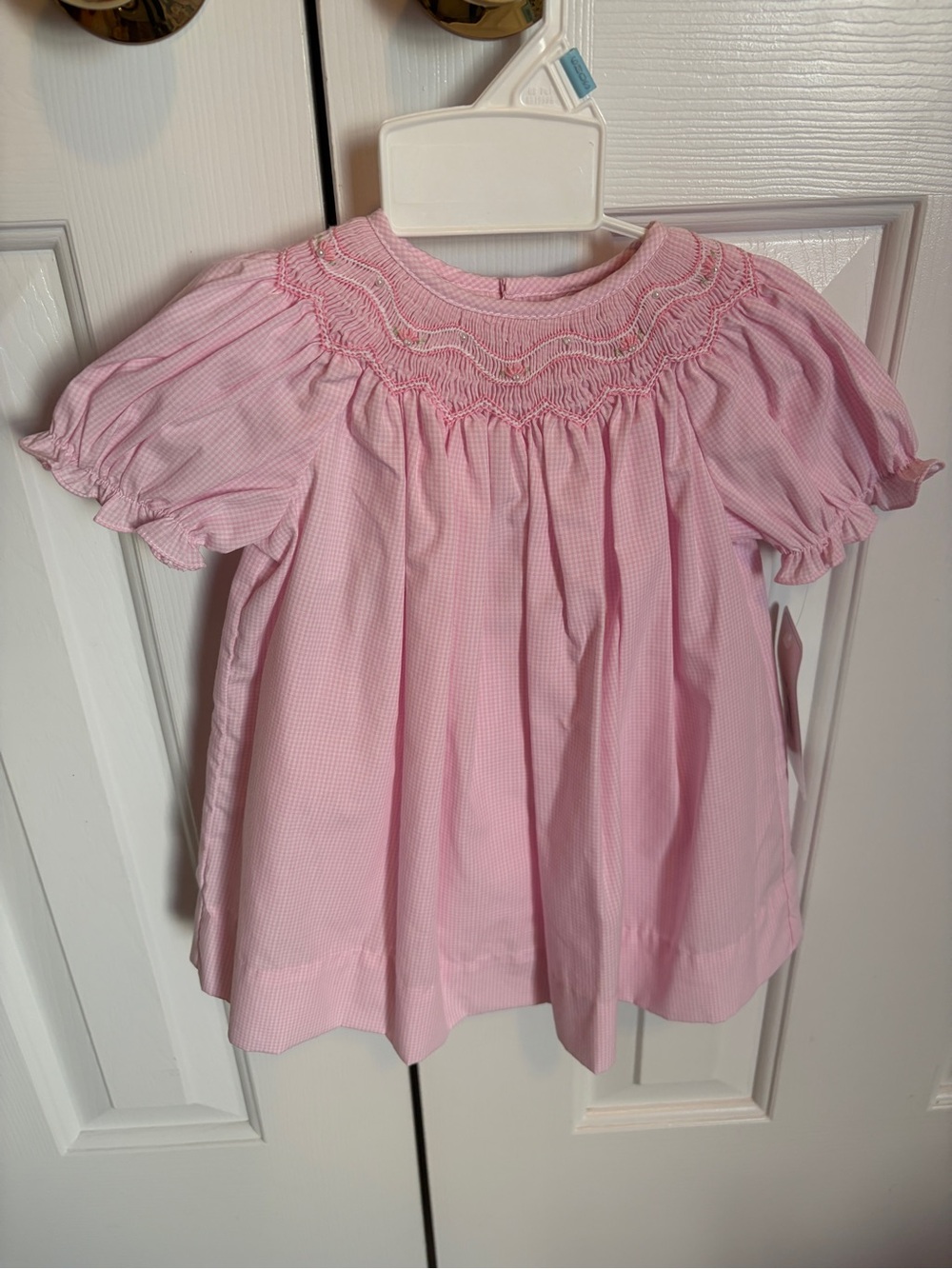 Girls' Pink Smocked Short-Sleeve Top and shorts